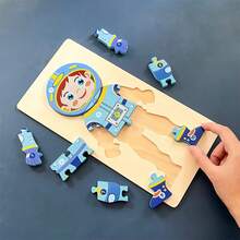 Montessori Character Wooden 3D Puzzle, Baby Wooden Stereoscopic Jigsaw Puzzle, Children Cognitive Recognition Puzzle Board, Kindergarten Wooden Toy Gift - Multicolor - View 7