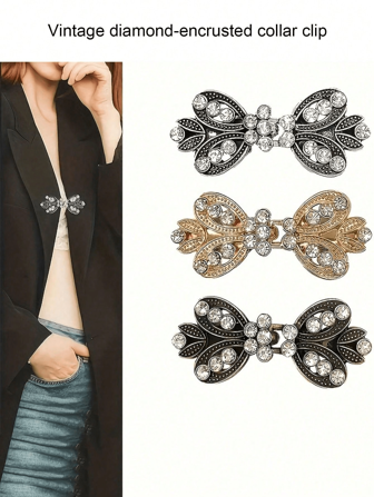 1 件女士水钻毛衣夹胸针披肩围巾领夹时尚配饰情人节情人节连衣裙配饰衣服别针包饰学校办公室配饰衬衫夹克珠宝圣诞节万圣节衣服别针有趣可爱教师礼物
