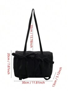 DareSee 1件装优雅保龄球包风格女士单肩包，大容量柔软包身，适合音乐节、Y2K 2K 节、返校季、秋冬季节等场合，是音乐节的理想礼物。 - 黑色 - 查看 11