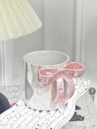 1pc, 13.5oz Ceramic Mug, Beautiful Bow Shaped Sweet Lovely Coffee Mug, Cartoon Cute Coffee Cups, Birthday Gifts