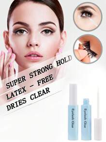 1 Transparent False Lash Glue 6ml, Super Strong Hold Long-Lasting Gentle Waterproof Professional Latex-Free Lash Extension Glue For Striped And Clustered Lashes Suitable For Sensitive Eyes DIY False Lashes Eye Makeup