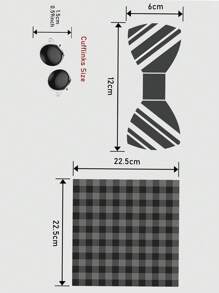 AlanKing 1set Men Fashion Floral Bow Tie, Handkerchief & Cufflinks Suit Accessories For Wedding & Business Occasion Men Necktie