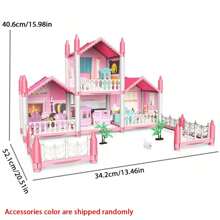梦幻粉色娃娃屋，拥有 11 个房间，DIY 建筑和玩具家具，生日、节日和圣诞节的完美礼物（随机颜色配件） - 粉色 - 查看 8