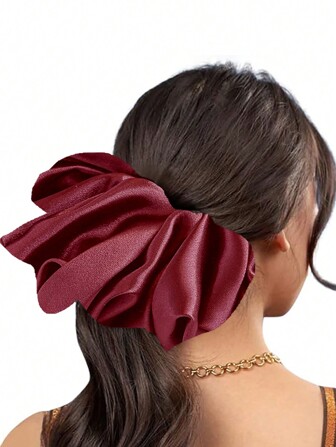 超大号红色缎面发圈，日常佩戴配饰，情人节配饰，发圈，发绳，休闲马尾辫