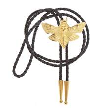 1pc Original Design Moon, Star, Ghost & Moth Bolo Tie, Adjustable Length Rope Necklace, American Western Cowboy Bolo Tie For Casual, Party, Wedding, Unisex, Great Gift Idea Men Necktie - Ghost Face Skull Moth Tie - View 9