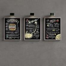 3 套可选框架复古快餐汉堡披萨意大利面海报，美观的房间装饰，防水帆布墙艺术，艺术品墙画，适合礼物、厨房、餐厅、客厅、咖啡厅、酒吧、墙壁装饰、家庭和宿舍装饰
