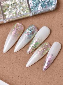 1 Box 6-Slot Asymmetrical Brocade Glitter Flakes For Nail Art DIY - Multicolor - View 3