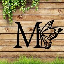 Hello Young 1 pièce Plaque métallique combinaison de 26 lettres et papillon, décoration murale métallique, art mural de lettres, décor de mariage DIY cadeau, cadeau d'art pour la maison, art pour femmes, convient pour la maison, le salon, la cour ou le jardin, le balcon, sculpture décorative, décoration d'intérieur, décoration de chambre, décoration murale de bureau, décoration murale - Noir - Voir 15