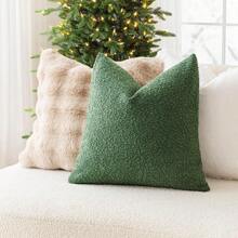 1 件毛绒雪尼尔纯色抱枕套，柔软舒适的方形靠垫套，适用于卧室、客厅、沙发、阳台、花园装饰，18*18 英寸（仅枕套）