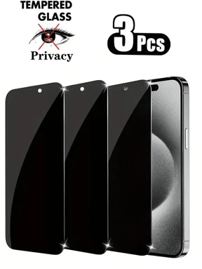 3 Stück Datenschutz Bildschirmschutzfolie für iPhone, schützt Sensoren, kompatibel mit Dynamic Island, 9H Anti-Spion gehärtetes Glas, kratzfest, kompatibel mit Handyhüllen, Geburtstagsgeschenk, Geschenk für Familie und Freunde, Blickschutz Bildschirmschutz, Handyzubehör, wasserdicht, stoßfest, sturzfest, fingerabdruckfest, Vollflächenabdeckung