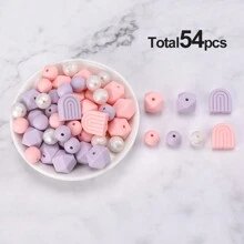 54颗硅胶珠套装。14毫米六边形珠和12/15毫米圆形分隔珠。适用于DIY项链、手链制作以及母婴哺乳项链。适用于手链、珠宝制作的首饰制作套件。 - 彩色 - 查看 8