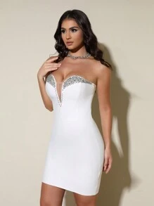 Love Aing Nieuwe dames illusie handgemaakte strass mini sexy bandage cocktailparty nachtclub beroemdheid bandeau jurk