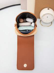 Nueva bolsa de paja de estilo europeo y americano con correa cruzada diagonal, bolso de viaje trenzado, bolso de almacenamiento portátil, bolso de Body cruzado, bolsa de playa, esencial de verano, mejor combinación, bolsa de vacaciones de para el verano