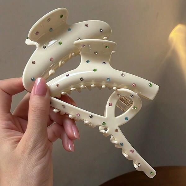 1 pièce Clip à cheveux élégant en strass coloré pour femmes, accessoire de cheveux mignon et doux pour un usage quotidien, convient pour l'été (couleur de strass aléatoire)