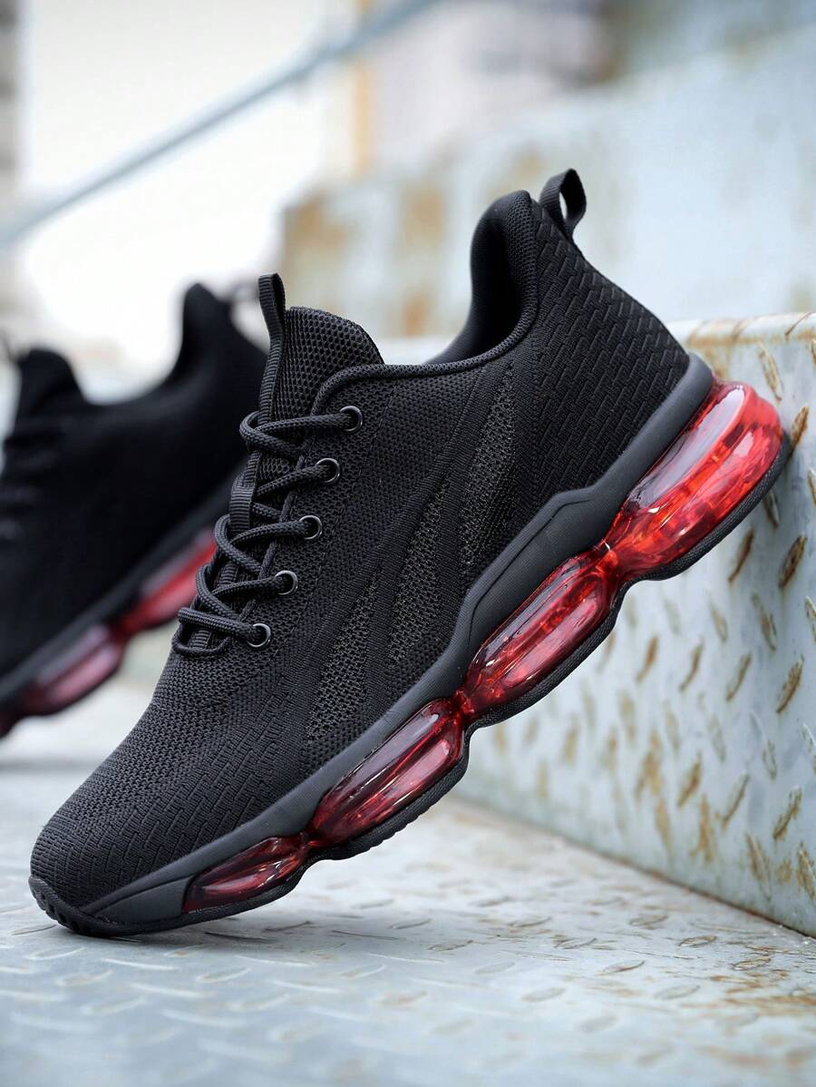 Mens Running Shoes Air Cushion Fashion Sneakers Casual Tennis Walking Athletic Trainers Zapatillas Para Hombre White - Đen đỏ - Xem 1