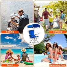 Foldable Beach Canopy Chair Sun Protection Camping Lawn Canopy Chair 330LBS Load Folding Seat - Blue - View 7