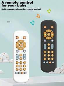1pc Baby Tv Remote Control Toy Imitating Real Tv Remote Control With Music, Learning And Educational Functions - White - View 5