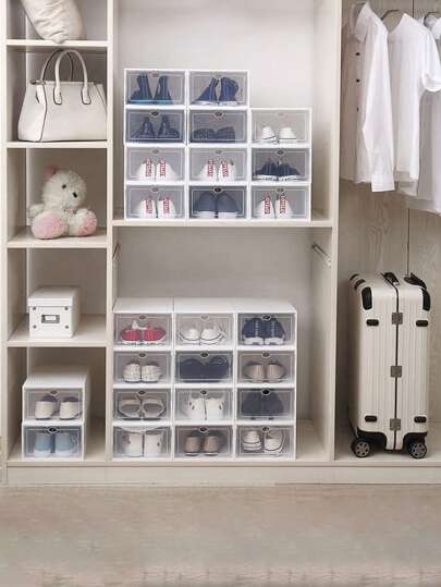 1pc Transparent Shoe Box  Plastic Multi-Layer Shoe Rack Size Of Dust-Proof Sports Shoe Rack, Simple Household Economic Shoe Cabinet