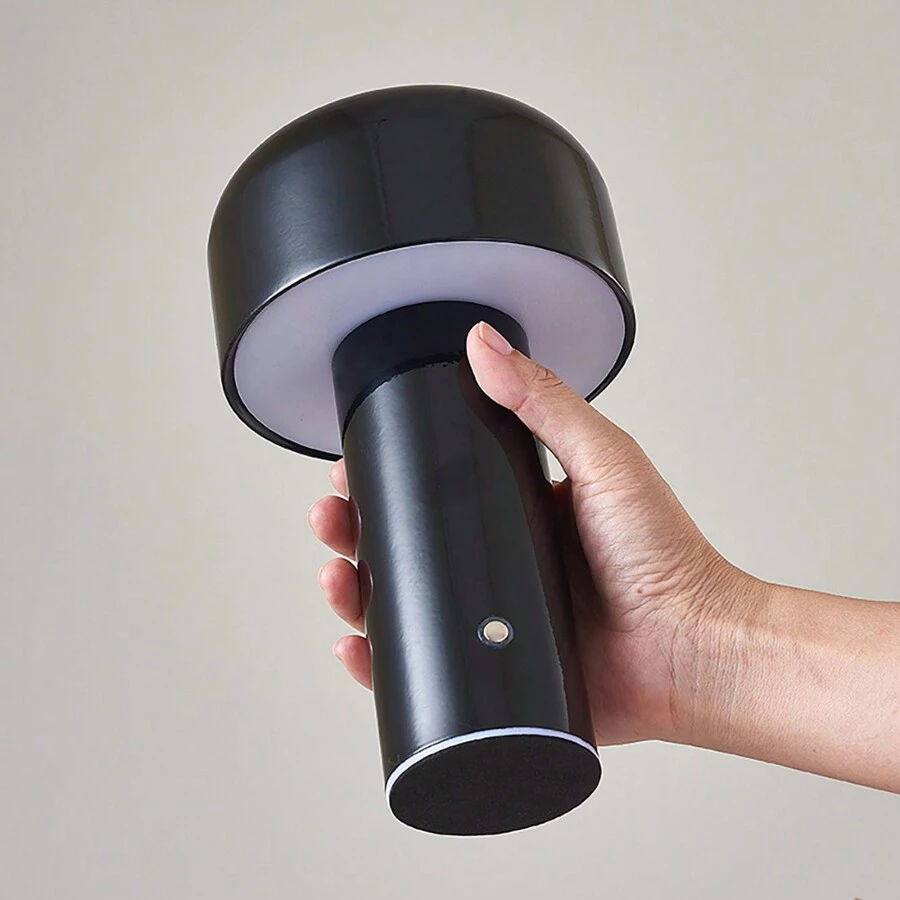 Mushroom Shaped Led Table Lamp Portable Dimmable Usb Rechargeable Bedroom Bedside Lamp Night Light - Black - View 1
