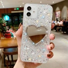 1个镶钻心形亮面手机壳，兼容三星S24U、华为P30 Pro、 11、 13 - 白色 - 查看 1
