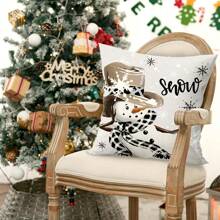 4er Set Weihnachts-Kissenbezüge, Vintage Weihnachtsmann, Schneemann, Rentier, Weihnachtsbaum Design, 45 cm x 45 cm, Weihnachtsferien Dekokissen für Wohnzimmer, Sofa, Schlafzimmer, ohne Füllung, Weihnachten