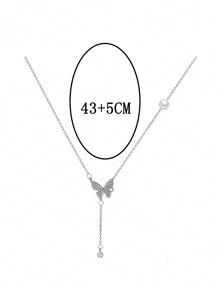 1 件优雅蝴蝶吊坠项链，精致简约设计颈链