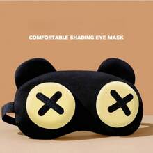 1pc Breathable Plush Eye Mask Sleep Special Cute Cartoon Eye Mask,School,Back To School,Travel,Travel Essentials,Home Essentials,Eye Mask,Sleep Mask - Black - View 5