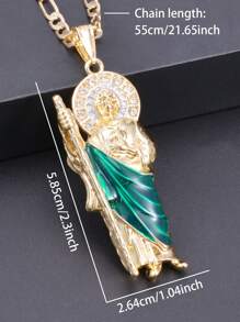 1pc Hip-Hop Copper Alloy Cubic Zirconia Inlaid St. Jude  Pendant Necklace, Suitable For Men And Women For Daily Wear/Prayer, Holiday Gift - Necklace - View 4