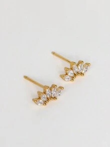 BALMORA 1 Pair Of Minimalist Exquisite S925 Sterling Silver Flower Cubic Zirconia Earring Wing Earrings For Women Mother's Day Gift Valentines