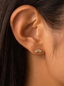 BALMORA 1 Pair Of Minimalist Exquisite S925 Sterling Silver Flower Cubic Zirconia Earring Wing Earrings For Women Mother's Day Gift Valentines