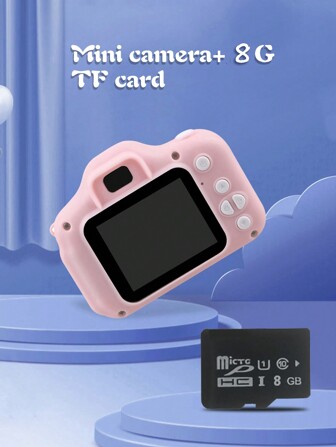 Reletech ABS Portable Cute Mini Camera Suitable For Teenagers, With A 2.0-Inch Clear Screen And A Single Shot Of 300000 Pixels. It Has A Simple And Cute Appearance And Is Equipped With A  Memory Card With 8GB For Smooth Use