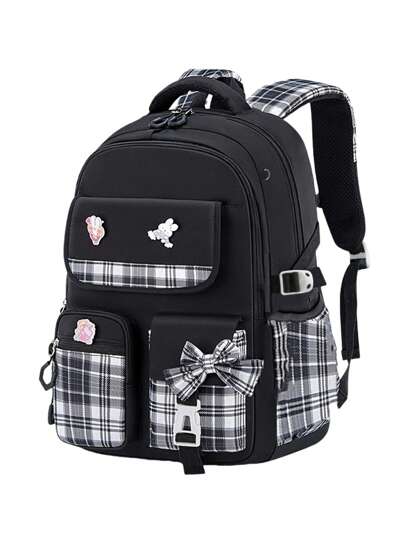 1pc Girl School Backpack, Cute Children Backpack, Girl Elementary Student Backpack With Compartments, Back To School Gift