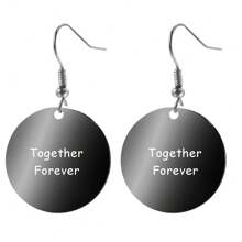 1 Pair Personalized Couples Couples Photo Round Stainless Steel Hoop Earrings, Custom Black & White Photo And Text On Back - Black - View 7