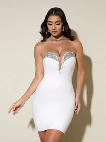 Love Aing Nieuwe dames illusie handgemaakte strass mini sexy bandage cocktailparty nachtclub beroemdheid bandeau jurk