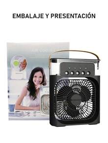 Ventilador Enfriador Y Humidificador 3 en 1,Aire Portátil de Mesa Enfriador ,Ventilador de refrigeración de aire portátiles de luz de 7 colores, mini ventilador de escritorio alimentado por USB, 3 velocidades, ajuste de 360,ventilador Humidificador de aire - Negro - Ver 11