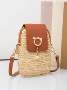 Nueva bolsa de paja de estilo europeo y americano con correa cruzada diagonal, bolso de viaje trenzado, bolso de almacenamiento portátil, bolso de Body cruzado, bolsa de playa, esencial de verano, mejor combinación, bolsa de vacaciones de para el verano