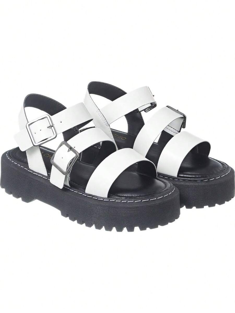 Birken Tractor Platform Papete Sandal With 2 Buckles - 白色 - 查看 1