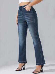 New Women's Elastic Waist Jeans Fashionable Slim Denim Trousers