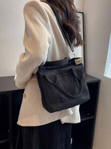 2025 Fashionable Casual Canvas Wide Strap Shoulder Crossbody Handbag
