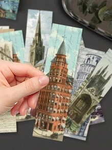 30pcs World Famous Architecture Style Vintage Bookmarks, Paper Reading Decor Cards For DIY Back To School - Multicolor - View 4