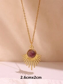 1 chiếc vòng cổ đá tự nhiên màu tím tráng men hình bướm hoa thánh giá trái tim 18K mạ vàng thép không gỉ mặt dây chuyền vòng cổ cho phụ nữ trang sức quà tặng ngày lễ tình nhân - Nhiều màu - Xem 18