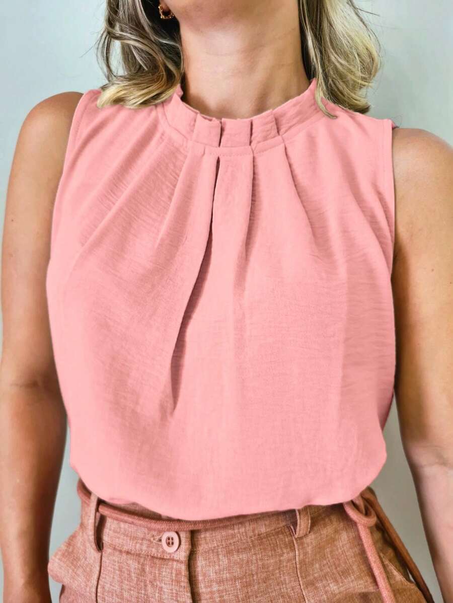 Women's Social Blouse High Neck Regatta With Button On Moda Super - Dusty Pink - View 1
