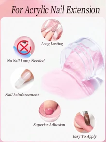 4Pcs Pink Acrylic Nail Powder Kit (10g) 3-In-1 Professional Polymer For Nail Extension, Carving, And Rhinestone Adhesion - Durable Acrylic Nail System For DIY French Tips And Manicure Acrylic Press On Nails - 彩色 - 查看 4