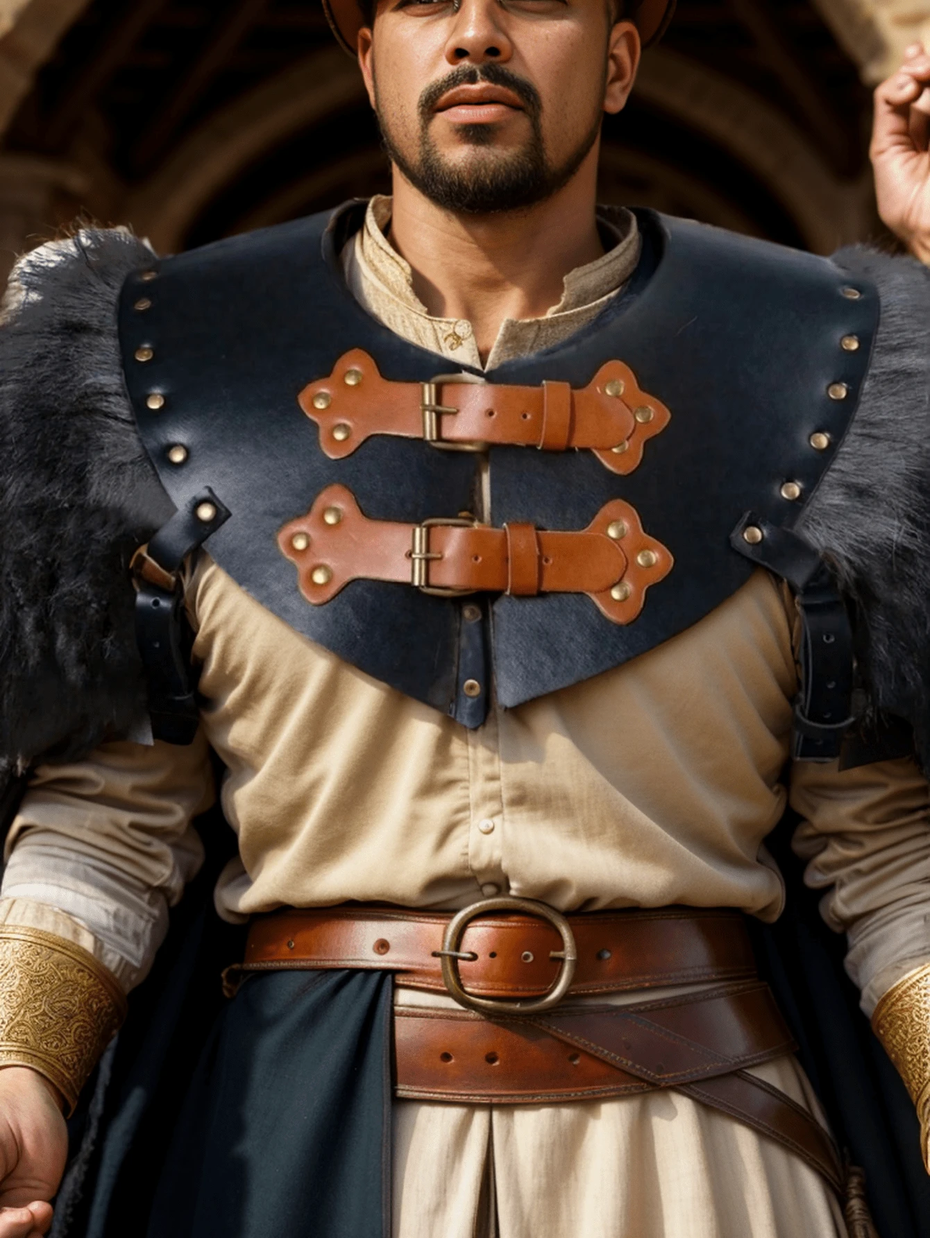 Medieval Viking Costume Props, Retro Leather Fur Shawl Design ,Retro Leather Fur Shawl Design Halloween - Middle Ages - View 1