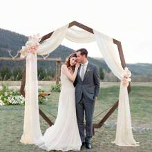 1pc Wooden Wedding Arch, 7.2FT Heptagonal Wooden Arch For Wedding Wood Arch Wedding Arbor Backdrop Stand For Ceremony Rustic Wedding Birthday Parties Indoor Outdoor Garden Decor - 1個 - 查看 2