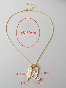 1 pieza Collar con colgante de estetoscopio para hombre, colgante de moda único de enfermera con jeringa creativa - collar de estetoscopio médico - Ver 3