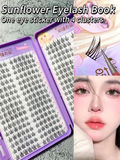 32 Rows/384pcs Sunflower Style Cluster Individual Lashes, Natural Looking Flared Fake Eyelash Set For Beginner Lash Clusters, Eyelash Clusters, Individual Eyelashes, Lashes, Fake Lashes
