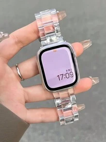 1 件女式时尚透明彩虹树脂表带兼容 表带 40 毫米 38 毫米 41 毫米 42 毫米 44 毫米 45 毫米 46 毫米超 49 毫米透明彩色风格腕带兼容 系列 11 10 9 8 SE 7 6 5 4 3 2 1，智能手表表带手链表带兼容 表带配件，生日/圣诞节/周年纪念日、日常穿着和时尚派对场合的绝佳礼物 - 無色 - 查看 2