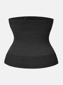 Prosty, jednolity kolor, gorset wyszczuplający talię, pas - Czarne - Zobacz 2