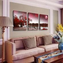 Red Tree Moon Scenery - Canvas Wall Art Set For Living Room And Home Decor 18''x24''x1.5'' -3pcs (45x60x12cm) - 紅樹月亮風景 - 查看 2